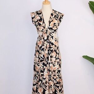 Floral Black and Cream Women's Cut Out Jumpsuit Jason Wu Small Floral